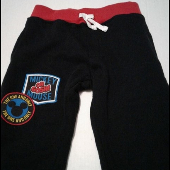 Disney Bottoms Disney Mickey Black Red Sporty Athleisure Boys
